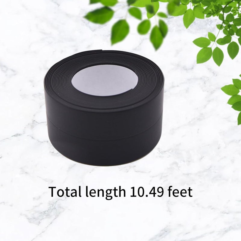 Begino Waterproof Caulk Tape Sealant Strip, 1.5" W x 10.5'L PVC Sealing Tapes for Kitchen Bathroom Bathtub Countertop Toilet Sink (Black) - Image 3